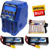 NHX Muscle Pack 3S 11.1V 5000mAh 50C Lipo Battery (2) w/XT90 / EZPRO DUO Charger Battery