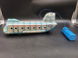 Vintage DAIYA Battery operated tin litho Vertol 107 ARMY TRANSPORT HELICOPTER Battery