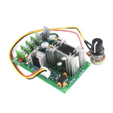 PWM DC speed regulator controller board with heatsink, knob and wire leads