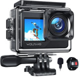 WOLFANG GA120 4K 20MP Action Camera, 40M Waterproof Underwater GA120, Black