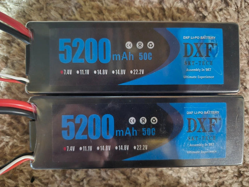 DXF 2PCS 2S 5200mAh Lipo Battery TRX Plug 7.4V 50C RC Lipo Battery Boat Truck Battery