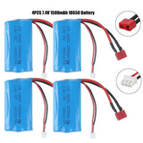 4x 2S Lipo Battery 7.4V 1500mAh T-Plug for WLtoys 4WD Rc Cars 12403 12401 12402