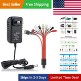 Black RC battery charger with power plug and multi-connector cable leads
