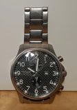 Men's stainless steel wristwatch, dark textured dial with metal link bracelet