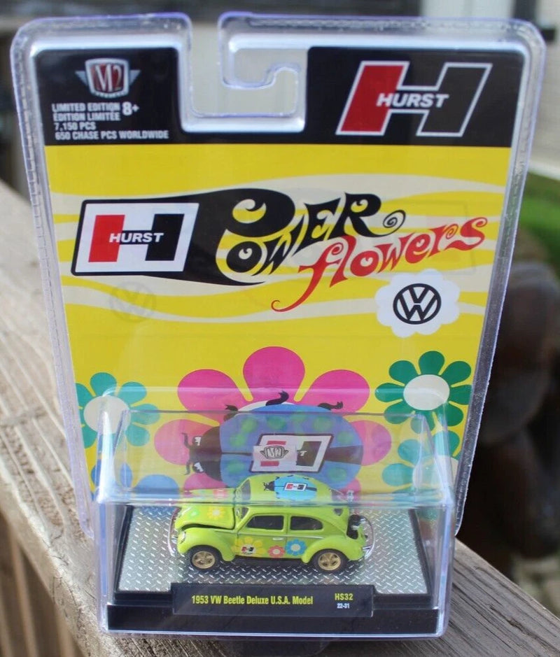 2022 M2 Machines Hurst Power Flowers 1953 VW BEETLE DELUXE USA MODEL HS32