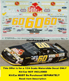 1/24 scale NASCAR waterslide decal sheet for #60 Winn-Dixie Ford Thunderbird