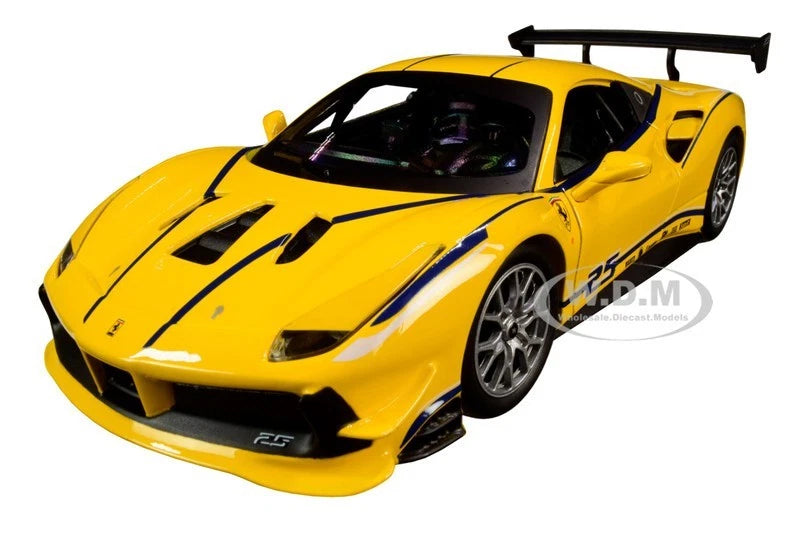 FERRARI 488 CHALLENGE #25 YELLOW 1/24 DIECAST MODEL CAR BY BBURAGO 26307