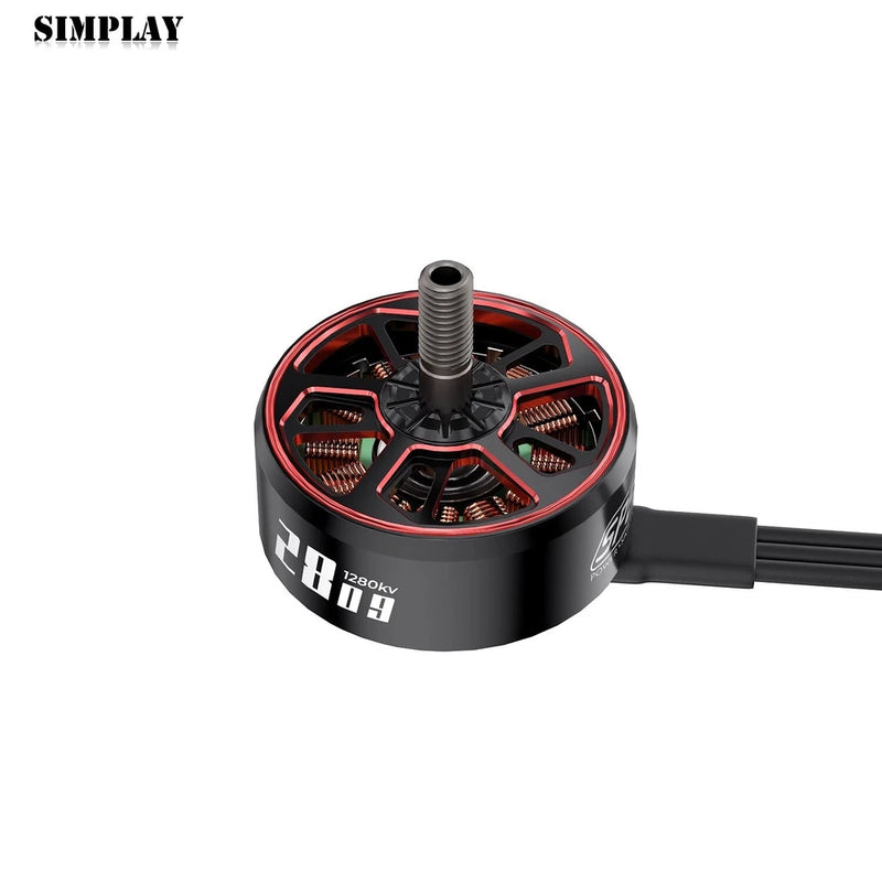 GEPRC FPV racing drone motor with black housing, red accents, and output shaft