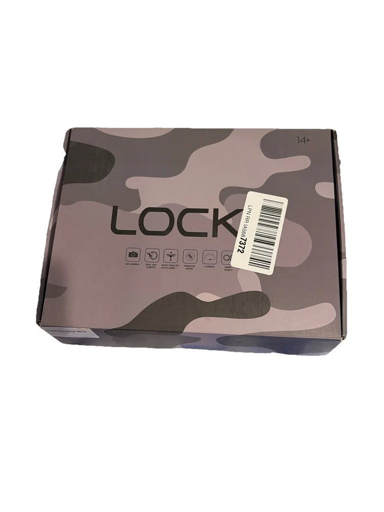 Kids remote control drone shipping box with camouflage print, label on top