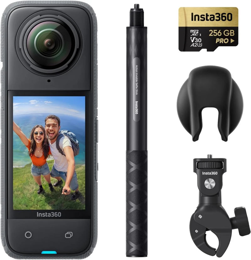 X4 Motorcycle Bundle- 8K Waterproof 360 Action Camera, 4K Wide-Angle Video, Invi