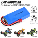 Wltoys 144001 124018 144010 2S 7.4V 3800mAh LiPo Battery RC Car Battery Upgrades