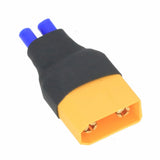 EC2-to-XT90 no-wire adapter, yellow XT90 male plug with black housing and blue leads