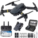 Foldable quadcopter drone kit with remote controller, screen, and carrying case