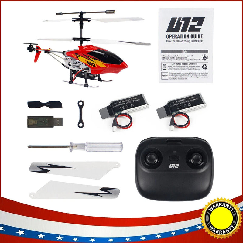 U12 Metal Mini RC Helicopter 2.4G  RC Toys for Adults Kids Gift w/ 2 Batteries
