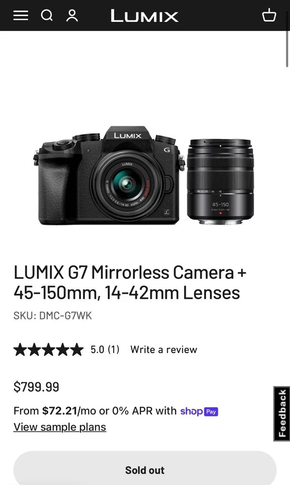 Panasonic Lumix G7 Mirrorless Camera Bundle w/ 2 Lenses (14-42mm & 45-150mm)
