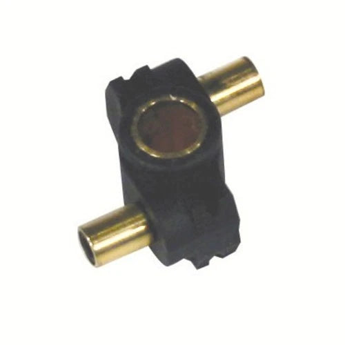 Black plastic RC helicopter washout base with two brass pins