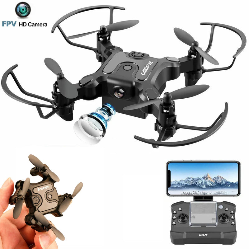 Foldable mini quadcopter drone with HD camera and handheld controller