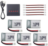 5PCS 3.7V 220mAh Li Po Battery with 5 in 1 Charger for E010 E010C E011 E011C RC