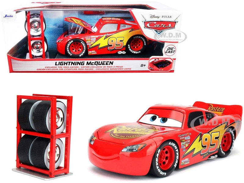 LIGHTNING MCQUEEN #95 W/EXTRA WHEELS "CARS" MOVIE DIECAST MODEL JADA 97751