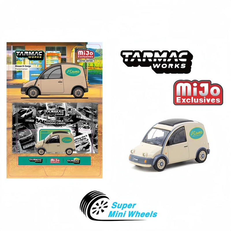 Tarmac Works 1:64 Nissan S-Cargo Presentation Model Car + Trading Cards Combo