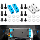 Aluminum alloy RC servo mount bracket with mounting screws and blue spacers