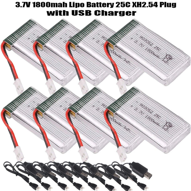 1800mAh 3.7V 1S 25C LiPo Battery XH2.54 Plug USB for RC Helicopter FPV Drone