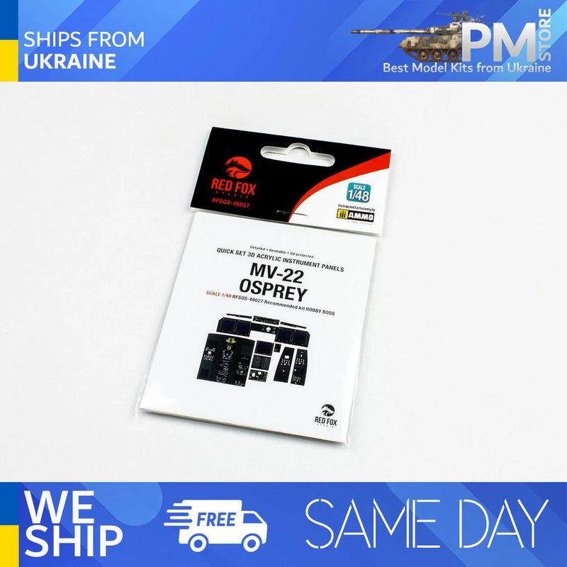 Red Fox 1/48 MV-22 Osprey 3D instrument panel set for model kit, sealed package