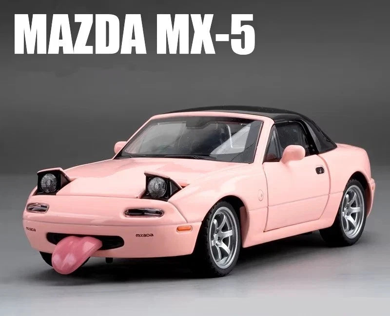 1:32 Mazda MX-5 Diecast Model Car w/ Light Sound Open Doors Toy Gift
