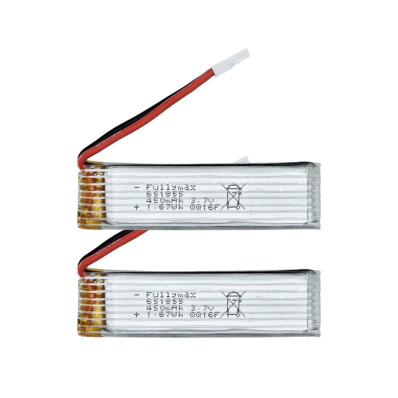 2-pack RC Li-Po batteries with red/black leads, rectangular packs
