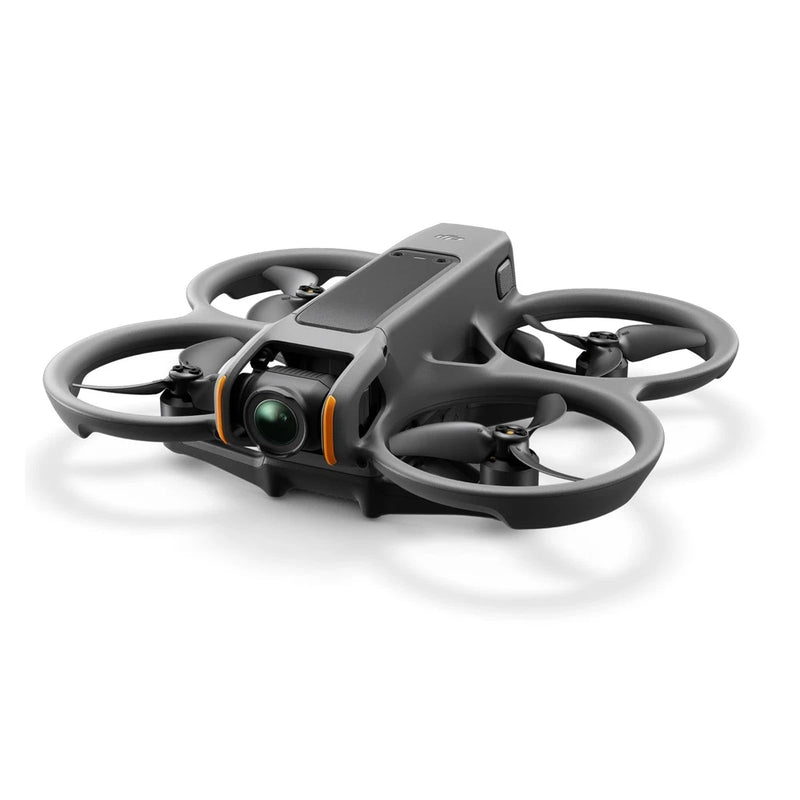 Gray FPV quadcopter drone with four propellers and front camera module