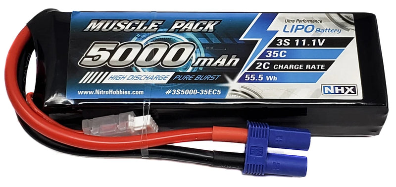 NHX Muscle Pack 3S 11.1V 5000mAh 35C Lipo Battery w/ EC5 Connector Battery