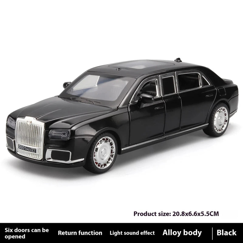 1:24 Aurus Senat Russia Limousine Alloy Diecast Car Model Sound Light Classic Co