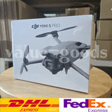 DJI Mini 5 Pro drone box with printed quadcopter and camera