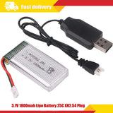 3.7V 1800mah Lipo Battery 25C XH2.54 Plug USB Charger for RC Quadcopter Drone US
