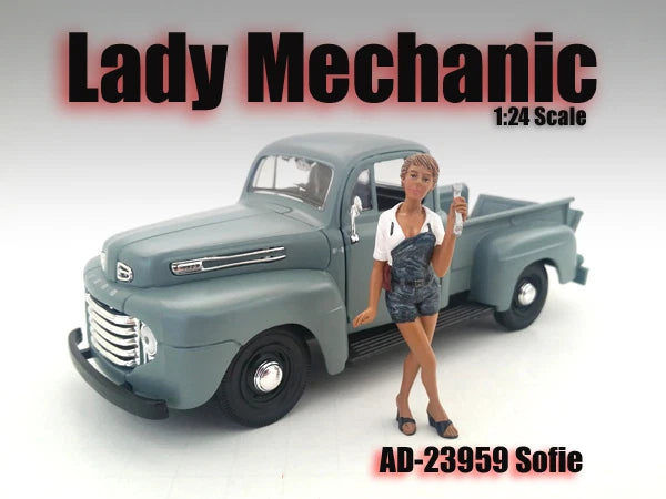LADY MECHANIC SOFIE FIGURE 1:24 SCALE DIECAST MODEL CARS AMERICAN DIORAMA 23959