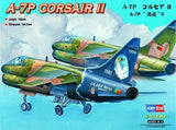 1:72 Vought A-7P Corsair II military model kit box with green camouflage jet