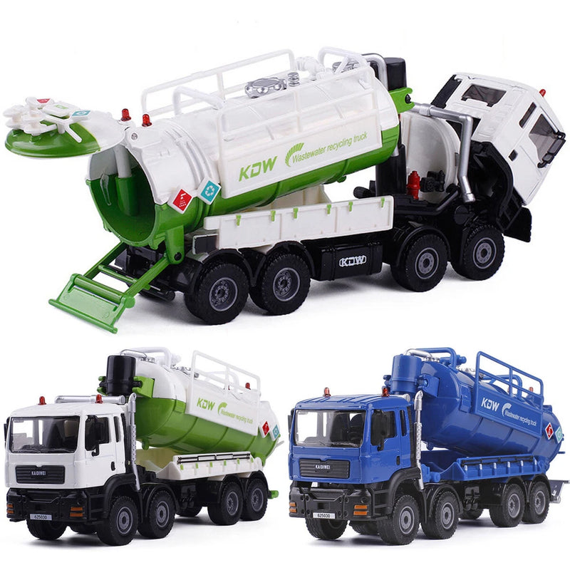 6.9 Inch Sewage Recycling Truck Toy Diecast Model Toy Cars Friction Powered