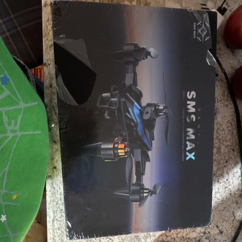 SMS MAX drone in retail box, obstacle avoidance design shown
