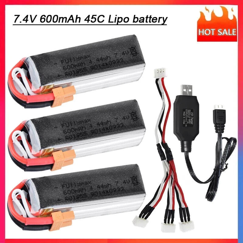 7.4V 600mAh 45C Lipo Battery XT30 Plug for Wltyos XK K130 RC Helicopter RC Drone