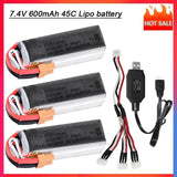 7.4V 600mAh 45C Lipo Battery XT30 Plug for Wltyos XK K130 RC Helicopter RC Drone