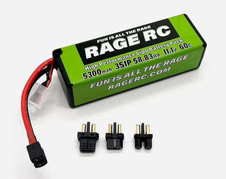 Rage 5300mah 3s 11.1v 60c Hard Case LiPo Battery EC3 XT60 T-Plug RGRLP53003S60U Battery