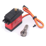 25KG digital metal gear RC servo with black/red housing and wire harness