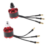 Brushless RC motor with red housing, three black wires and gold connectors