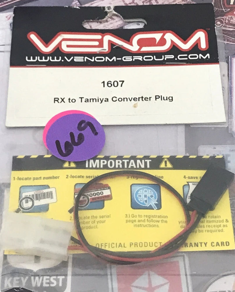Venom 1607: Receiver to Tamiya Converter Plug NewInPack USA Shipped Converter