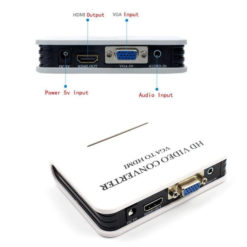 Audio VGA to HDMI Converter 1080P HD TV Video Adapter Box For Laptop PC A3GS