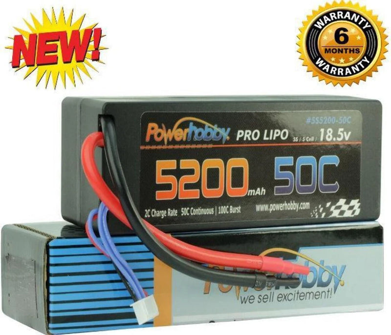 5200mAh 5S 18.5V 50C Hard Case LiPo Battery 5-Cell No Plug Powerhobby Battery
