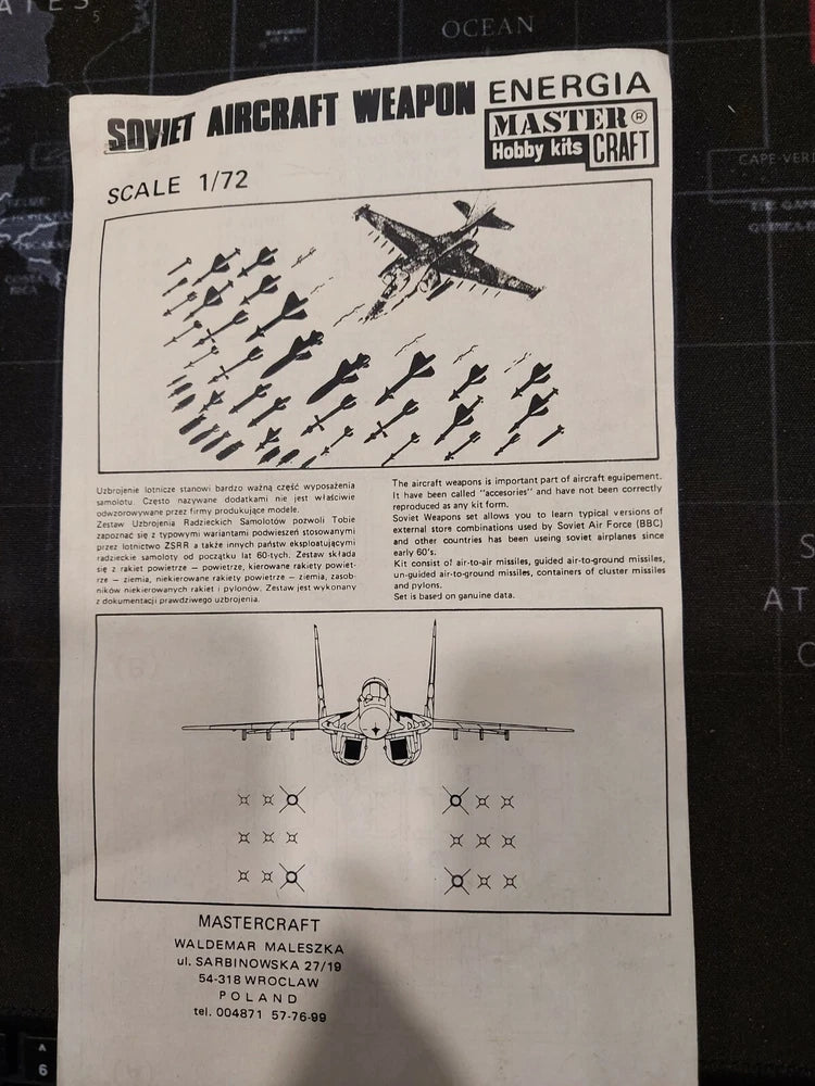 1/72 Soviet Aircraft Weapon Energia model kit box with plane diagram and decals