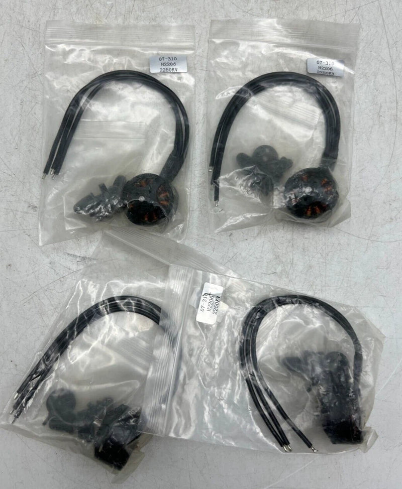 Set of four RC brushless H2206 2250KV aircraft motors with wire leads in bags