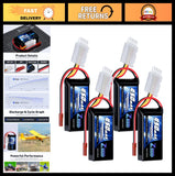 High-Performance 3S 450mAh Lipo Battery 11.1V 50C with JST Plug - 4 Pack Battery