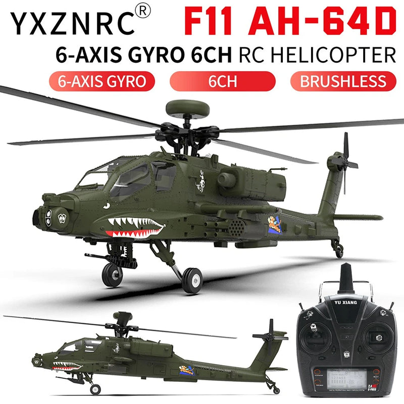 YXZNRC F11 AH-64D Apache RC Helicopter RTF 1:32 6-Axis Gyro 2.4G 6CH 3D Aircraft